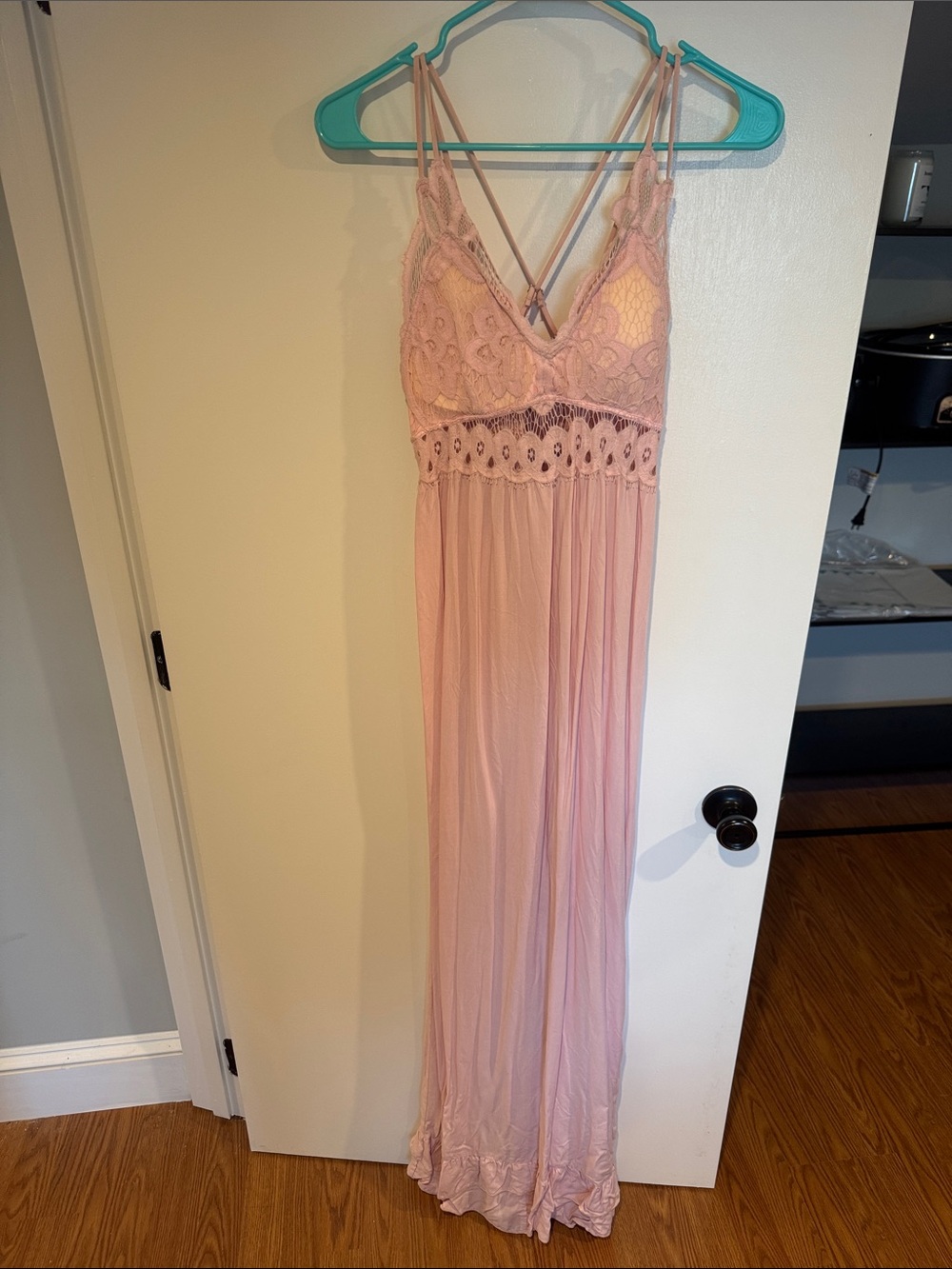 Pink Lily Soft Blush Lace-Trim Slip Dress